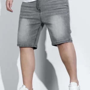 Men Cotton Bleach Wash Bermuda Denim Shorts