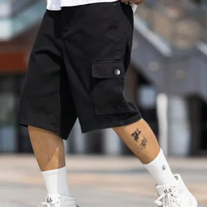 Men Cotton Flap Pocket Side Denim Shorts