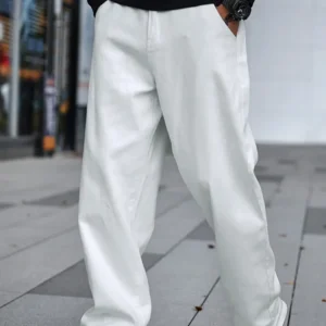 Men Cotton Slant Pocket Straight Leg Jeans