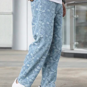 Men Paisley Print Straight Leg Jeans