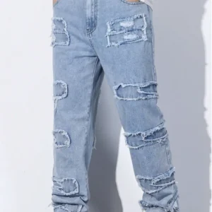 Men Plus Ripped Frayed Straight Leg Jeans