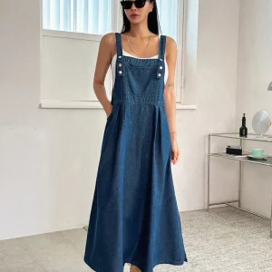 Slant Pocket Overall Dress Without Tube Top