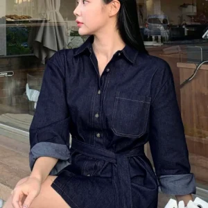 Women's Denim Dress With Belt